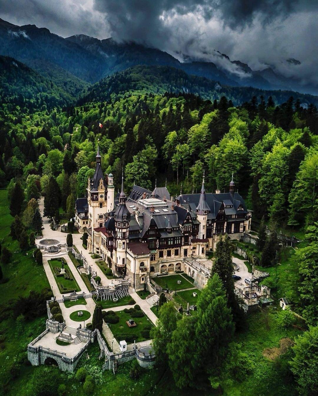 Peles Castle in the Carpathian Mountains